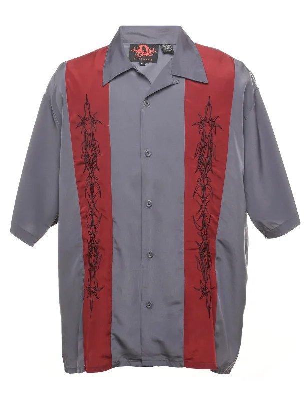 Comfortable Fashion Looks Grey & Maroon Y2K Patterned Shirt - XL