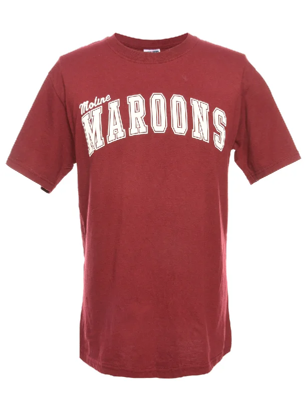 Luxury And Elegant Jerzees Moline Maroons Printed T-shirt - M