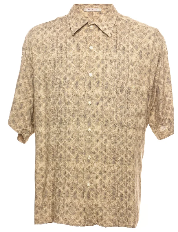 Easygoing Fashion Light Brown & Pale Yellow Patterned Shirt - XL