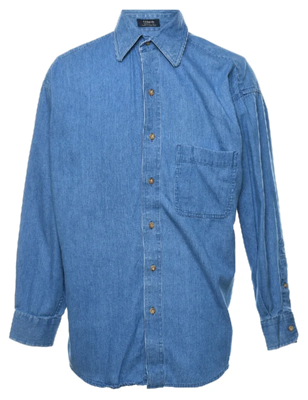 High-end Design Light Wash Denim Shirt - M