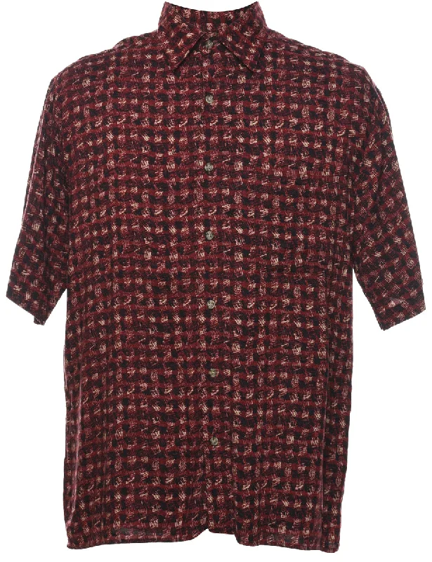 Ultra-lightweight Maroon Patterned 1990s Puritan Shirt - M