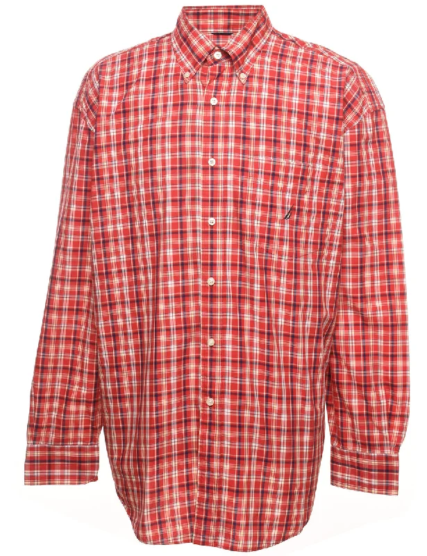 Relaxed Looks Nautica Checked Red Shirt - XL