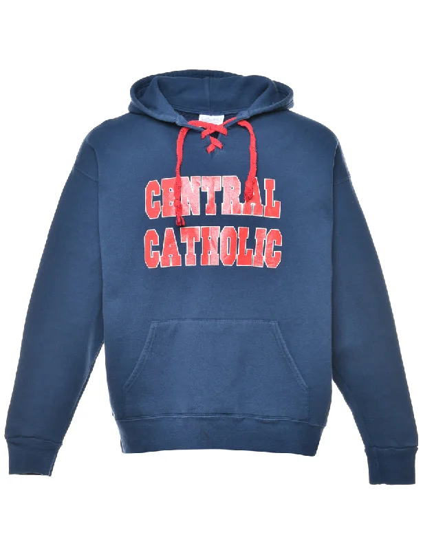 High Street Series Navy Printed Hoodie - XL
