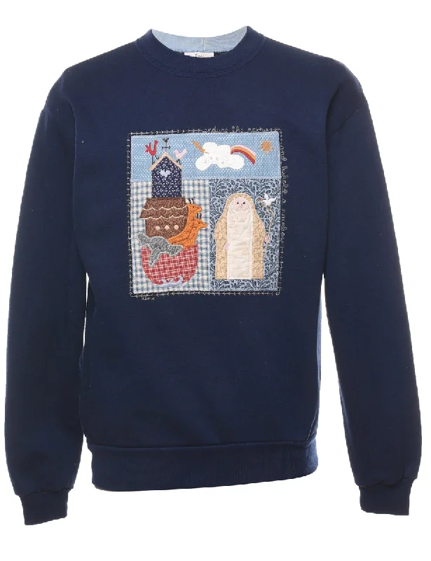 Elegant Design Noahs Ark Embroidered Sweatshirt - M