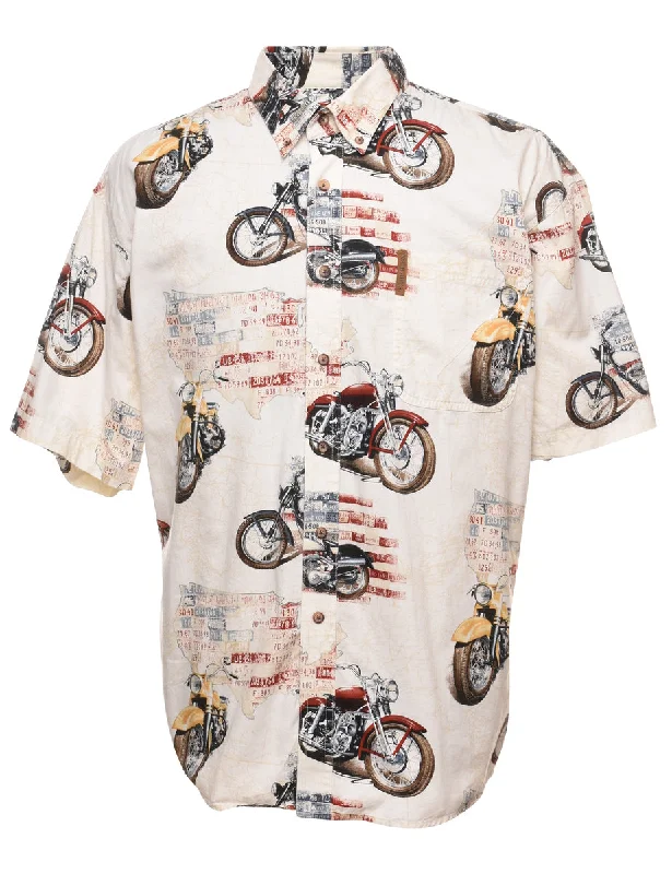 Soft Trends Novelty Bike Print Short-Sleeve Shirt - XL