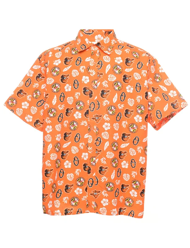 Simple Chic Novelty Print Orange Shirt - XL