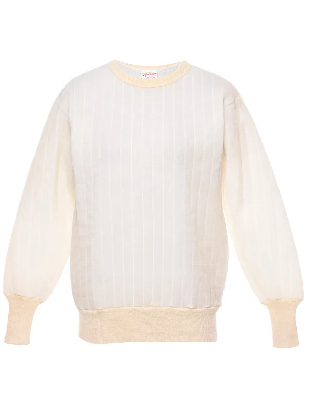 Elegant And Lazy Off White Plain Sweatshirt - M