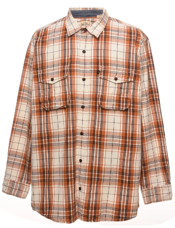 Soft Textures Orange & Grey Checked Shirt - XL