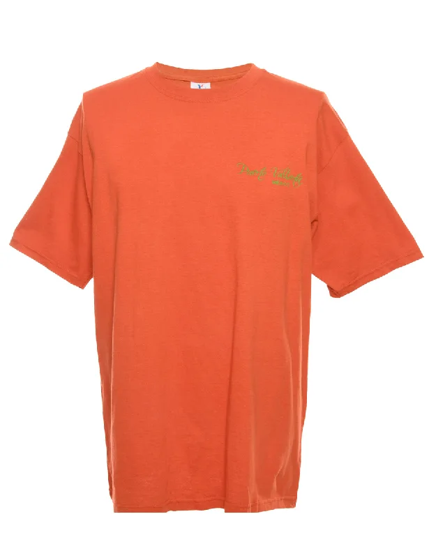 Elegant Temperament Orange Printed T-shirt - L
