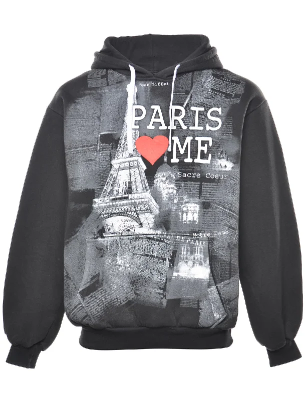 Elegant Design Paris Printed Hoodie - S