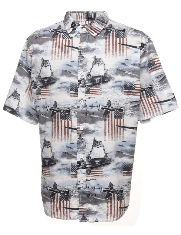 Cozy Fashion Plane Design Short-Sleeve Shirt - XL