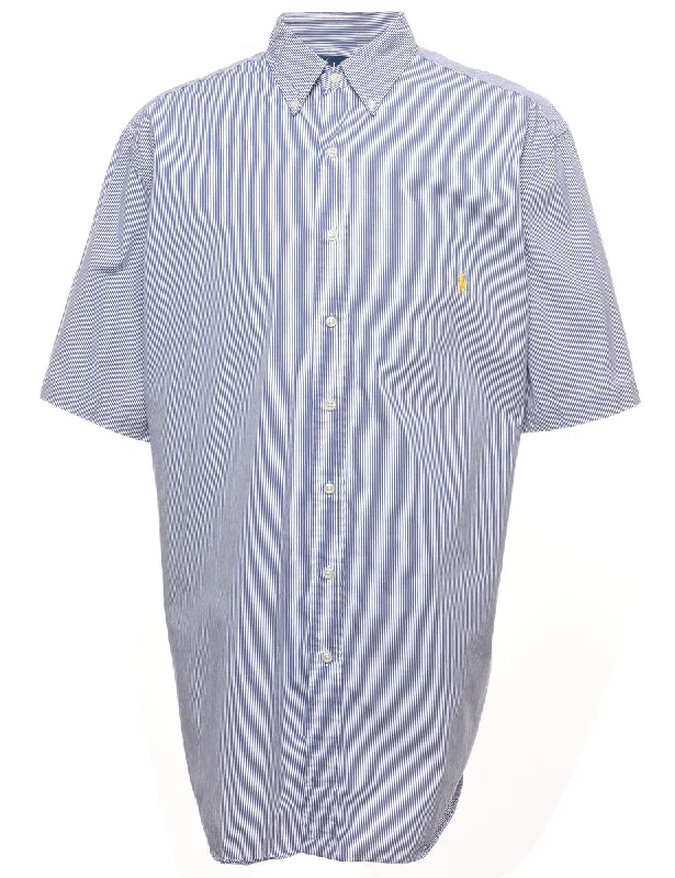 Cozy Knits Ralph Lauren Striped Blue Short Sleeve Shirt - XL