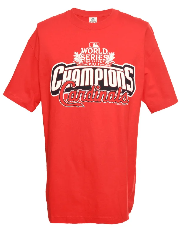 Double-sided Wear Red Champions Cardinals Printed T-shirt - L
