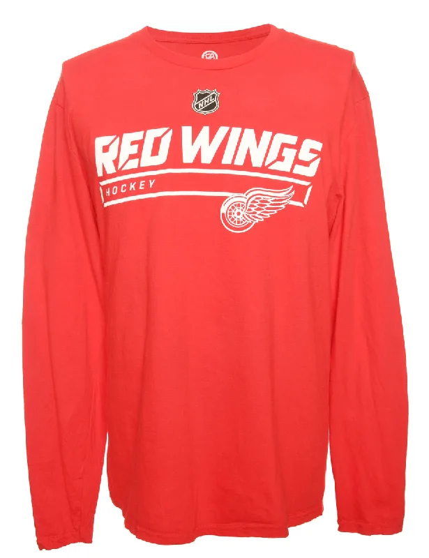 Elegant And Simple Red Wings Hockey Sports T-shirt - M
