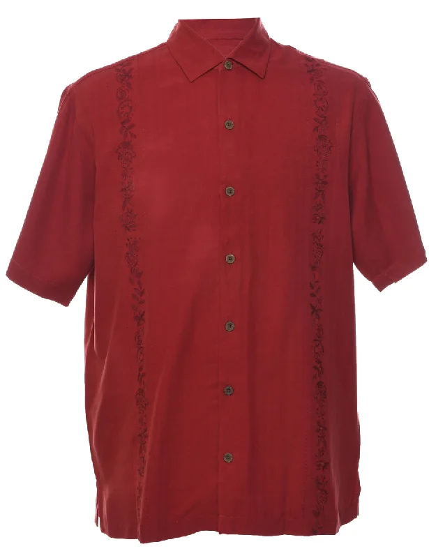 Personalized Outfit Silk Embroidered Hawaiian Shirt - M