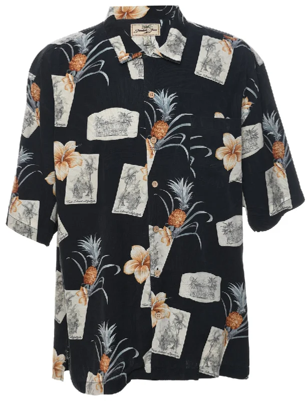 Fashionable Inner Wear Silk Fruit Print Hawaiian Shirt - XL
