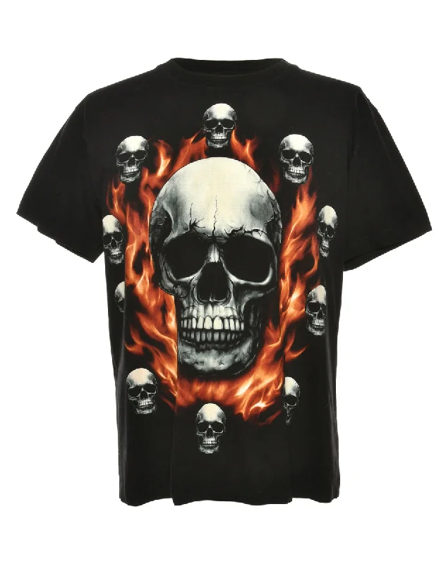 Modern City Skull Printed Y2K T-shirt - M
