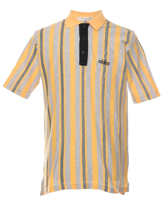 Cozy Pants Striped Grey & Yellow Adabar Polo Shirt - M