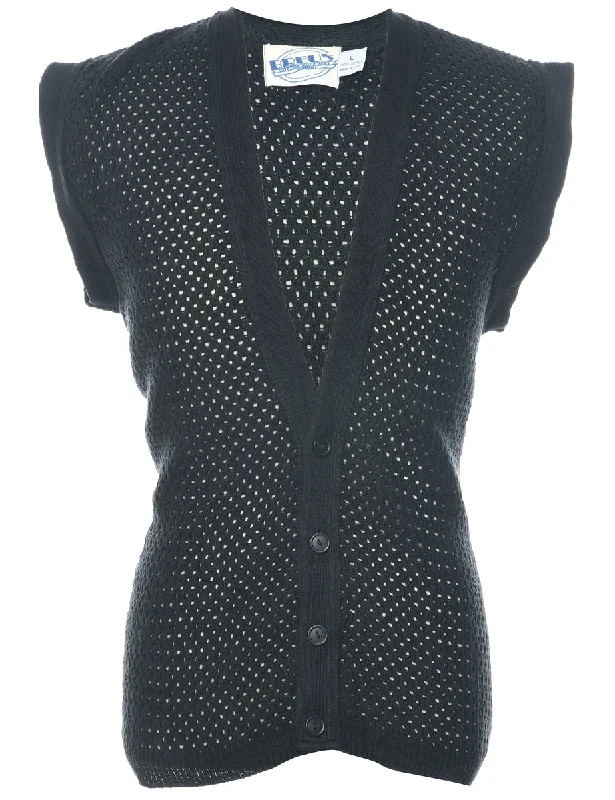 Comfortable Tops Sweater Black Vest - L