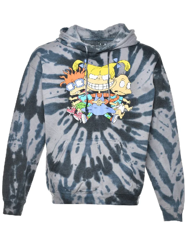 High-end Sense Tie-dye Hooded Cartoon Sweatshirt - XL
