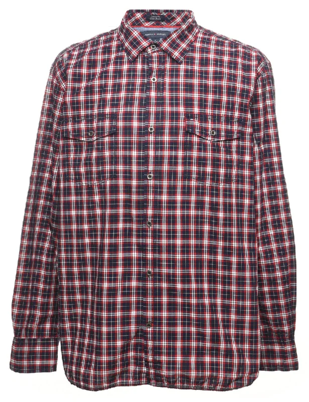 Light Fit Tommy Hilfiger Checked Navy & Red Shirt - XL