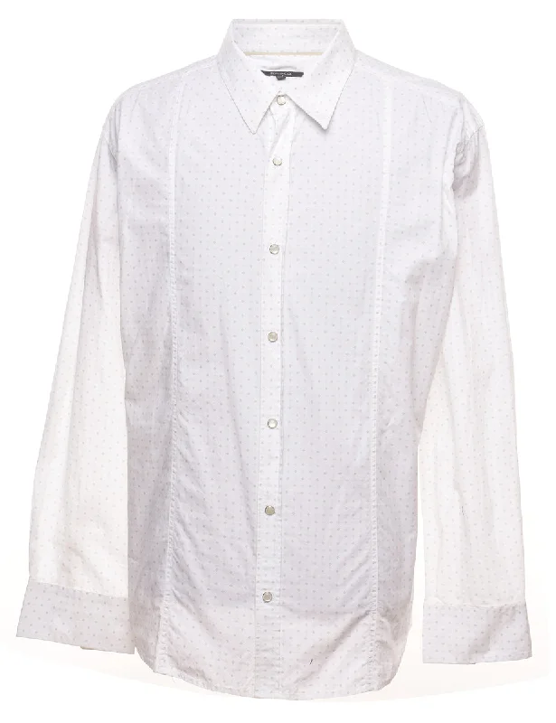 Cozy Fashions White Patterned Classic Shirt - XL