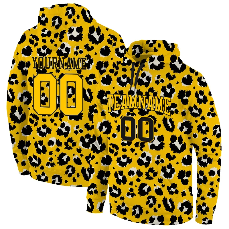Simple Matching Custom Stitched Gold Gold-Black 3D Pattern Design Leopard Sports Pullover Sweatshirt Hoodie Simple Matching Custom Stitched Gold Gold-Black 3D Pattern Design Leopard Sports Pullover Sweatshirt Hoodie