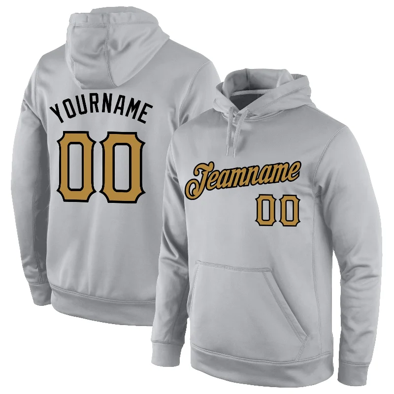 Fashion Style Custom Stitched Gray Old Gold-Black Sports Pullover Sweatshirt Hoodie
