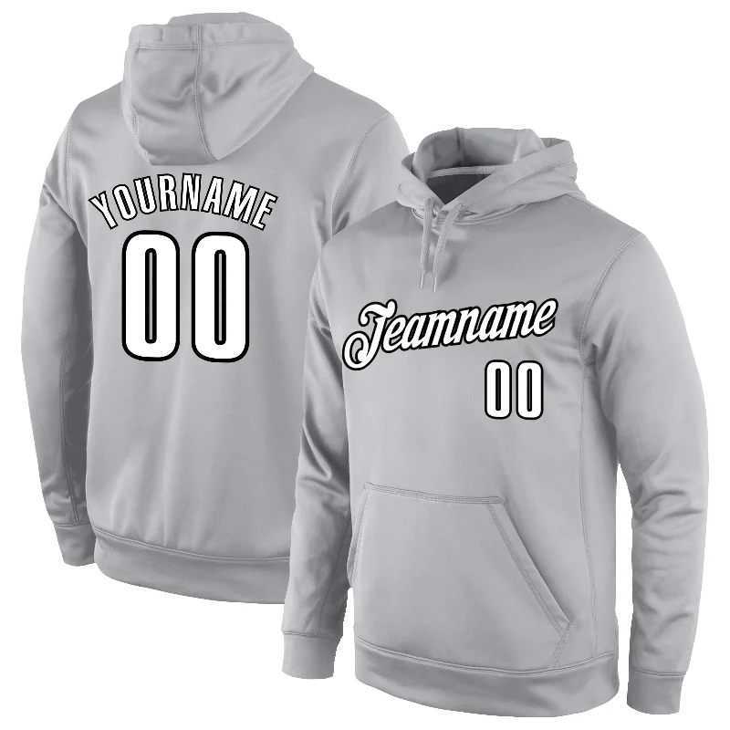 Modern City Custom Stitched Gray White-Black Sports Pullover Sweatshirt Hoodie