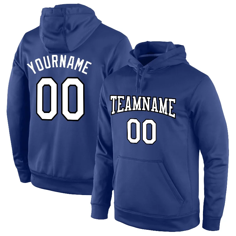 Ethnic Style Custom Stitched Royal White-Black Sports Pullover Sweatshirt Hoodie
