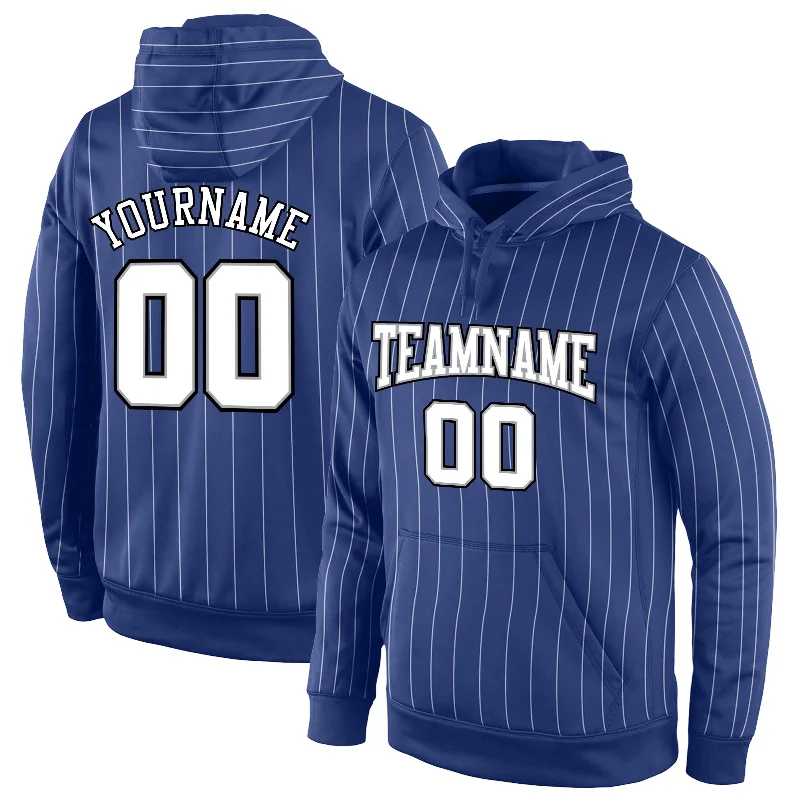 Embroidery Design Custom Stitched Royal White Pinstripe White-Black Sports Pullover Sweatshirt Hoodie Embroidery Design Custom Stitched Royal White Pinstripe White-Black Sports Pullover Sweatshirt Hoodie