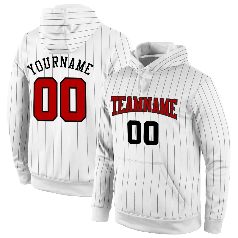 Retro Design Custom Stitched White Black Pinstripe Red-Black Sports Pullover Sweatshirt Hoodie Retro Design Custom Stitched White Black Pinstripe Red-Black Sports Pullover Sweatshirt Hoodie