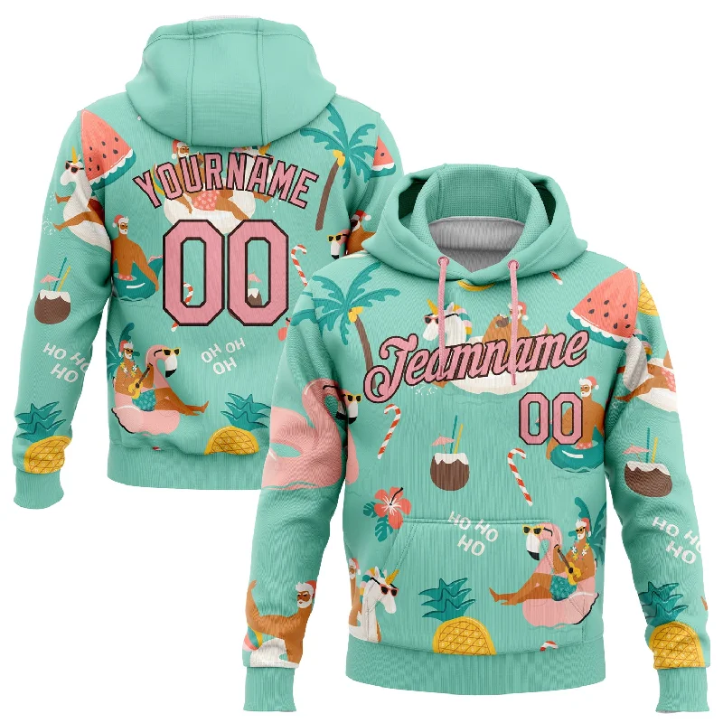 Easy Chic Wear Custom Stitched Aqua Medium Pink-Brown 3D Tropical Christmas Santas With Reindeers And Flamingos Sports Pullover Sweatshirt Hoodie Easy Chic Wear Custom Stitched Aqua Medium Pink-Brown 3D Tropical Christmas Santas With Reindeers And Flamingos Sports Pullover Sweatshirt Hoodie