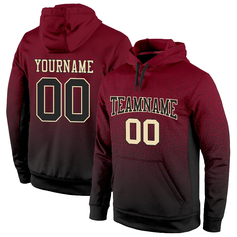 Elegant Wear Custom Stitched Crimson Black-Cream Fade Fashion Sports Pullover Sweatshirt Hoodie Elegant Wear Custom Stitched Crimson Black-Cream Fade Fashion Sports Pullover Sweatshirt Hoodie