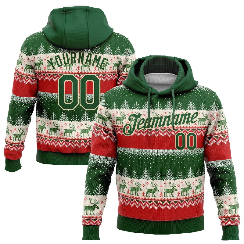 Timeless Outfits Custom Stitched Red Green-Cream 3D Christmas Reindeers Sports Pullover Sweatshirt Hoodie Timeless Outfits Custom Stitched Red Green-Cream 3D Christmas Reindeers Sports Pullover Sweatshirt Hoodie