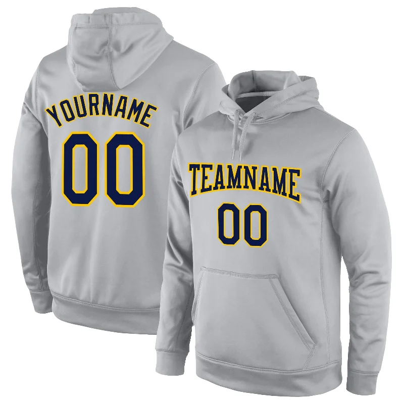 Simple And Comfortable Custom Stitched Gray Navy-Gold Sports Pullover Sweatshirt Hoodie Simple And Comfortable Custom Stitched Gray Navy-Gold Sports Pullover Sweatshirt Hoodie