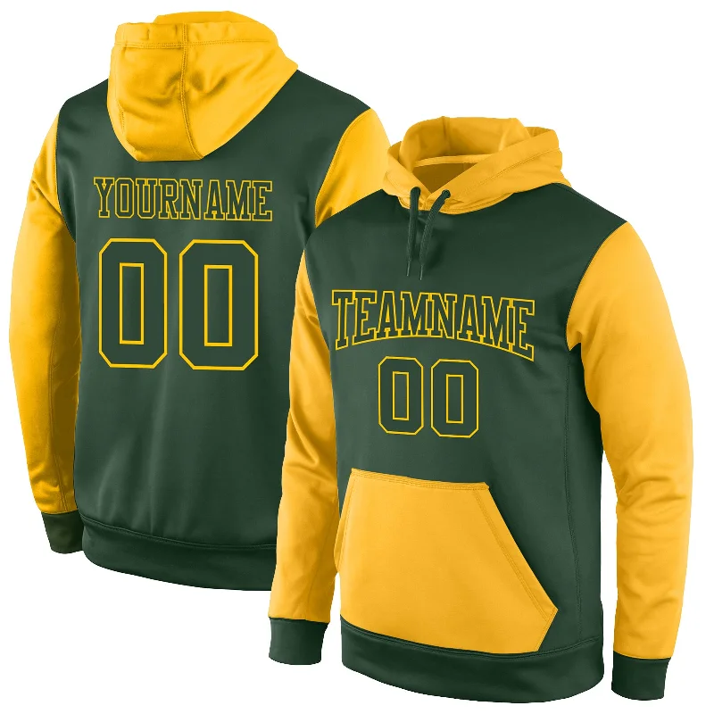 Fashion Expert Custom Stitched Green Green-Gold Sports Pullover Sweatshirt Hoodie