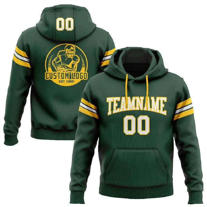 Trendy Wear Custom Stitched Green White-Gold Football Pullover Sweatshirt Hoodie