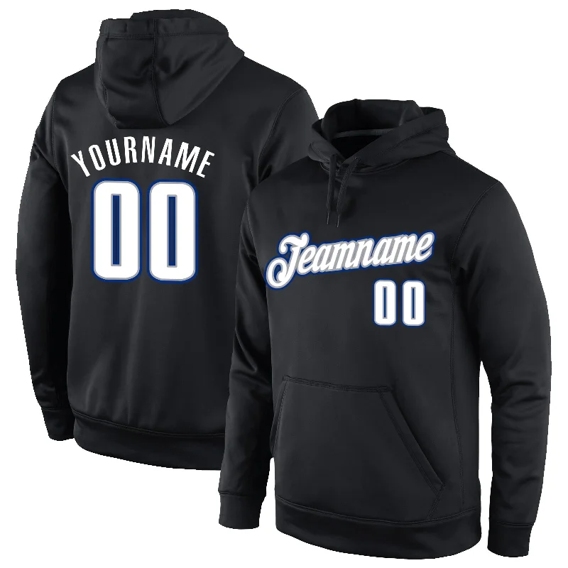 French Style Custom Stitched Black White-Gray Sports Pullover Sweatshirt Hoodie