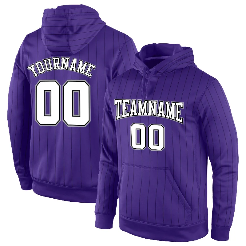 High-end Fashion Custom Stitched Purple Black Pinstripe White-Gray Sports Pullover Sweatshirt Hoodie