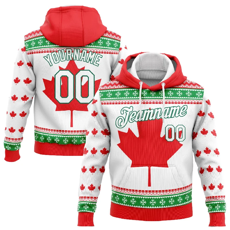 Relaxed Fits Custom Stitched Red White-Kelly Green 3D Canadian Flag Sports Pullover Sweatshirt Hoodie Relaxed Fits Custom Stitched Red White-Kelly Green 3D Canadian Flag Sports Pullover Sweatshirt Hoodie