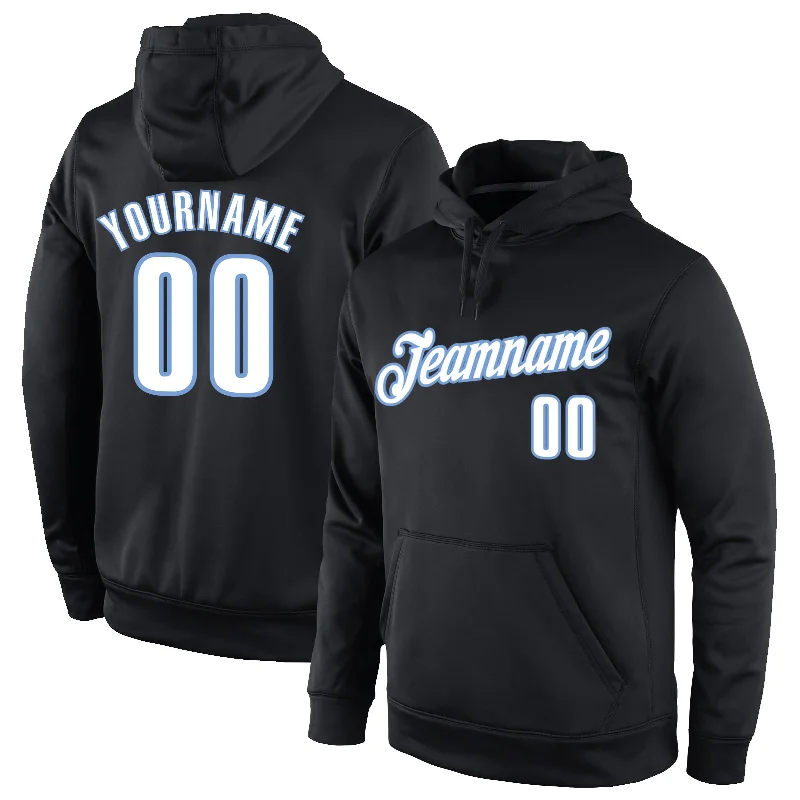 Celebrity Style Custom Stitched Black White-Light Blue Sports Pullover Sweatshirt Hoodie Celebrity Style Custom Stitched Black White-Light Blue Sports Pullover Sweatshirt Hoodie
