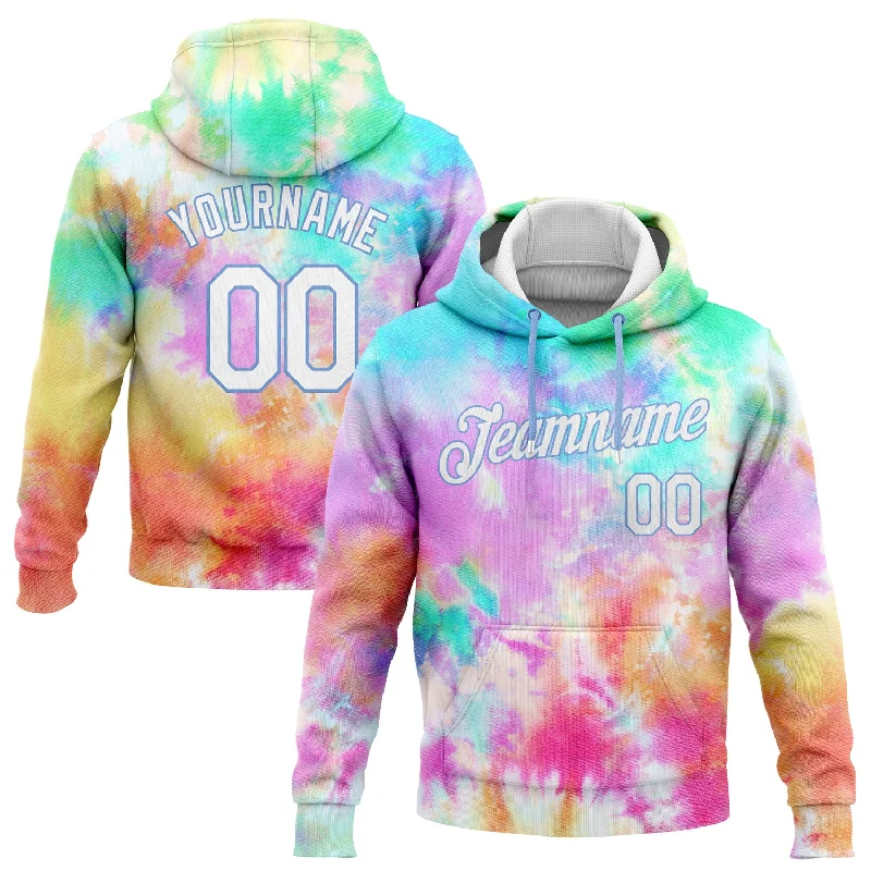 Single-shoulder Neck Design Custom Stitched Tie Dye White-Light Blue 3D Rainbow Sports Pullover Sweatshirt Hoodie Single-shoulder Neck Design Custom Stitched Tie Dye White-Light Blue 3D Rainbow Sports Pullover Sweatshirt Hoodie
