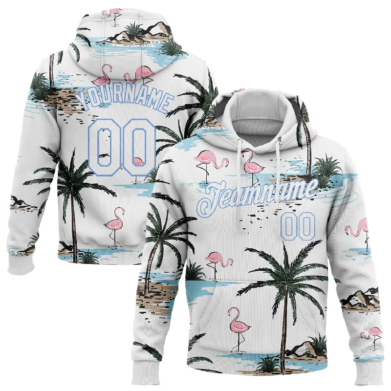 High-end Fabrics Custom Stitched White White-Light Blue 3D Pattern Design Hawaii Palm Trees Sports Pullover Sweatshirt Hoodie High-end Fabrics Custom Stitched White White-Light Blue 3D Pattern Design Hawaii Palm Trees Sports Pullover Sweatshirt Hoodie