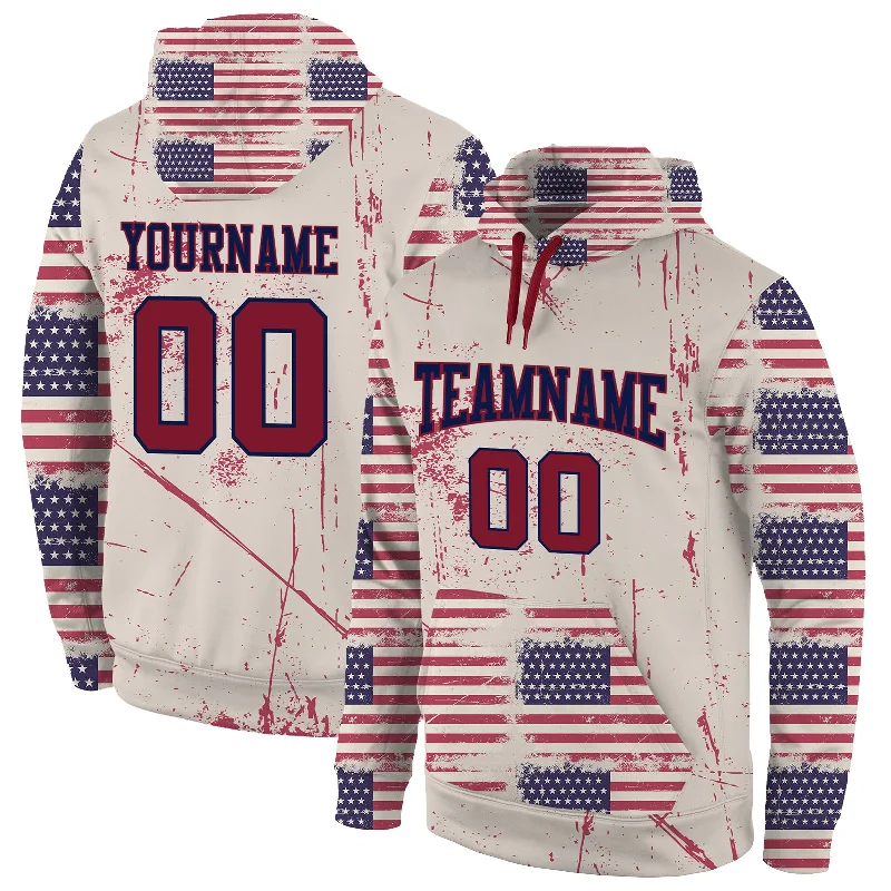 Romantic Temperament Custom Stitched Cream Crimson-Navy 3D American Flag Fashion Sports Pullover Sweatshirt Hoodie Romantic Temperament Custom Stitched Cream Crimson-Navy 3D American Flag Fashion Sports Pullover Sweatshirt Hoodie