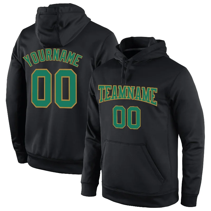 Stretch Design Custom Stitched Black Kelly Green-Old Gold Sports Pullover Sweatshirt Hoodie Stretch Design Custom Stitched Black Kelly Green-Old Gold Sports Pullover Sweatshirt Hoodie