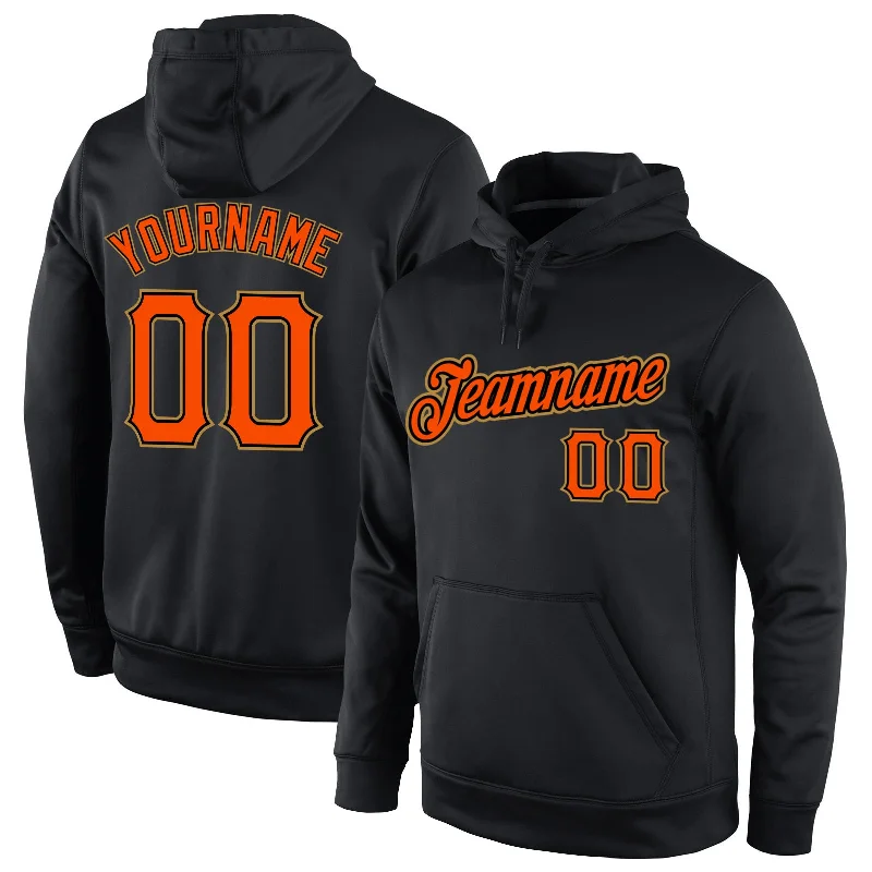 Street Cool Custom Stitched Black Orange-Old Gold Sports Pullover Sweatshirt Hoodie