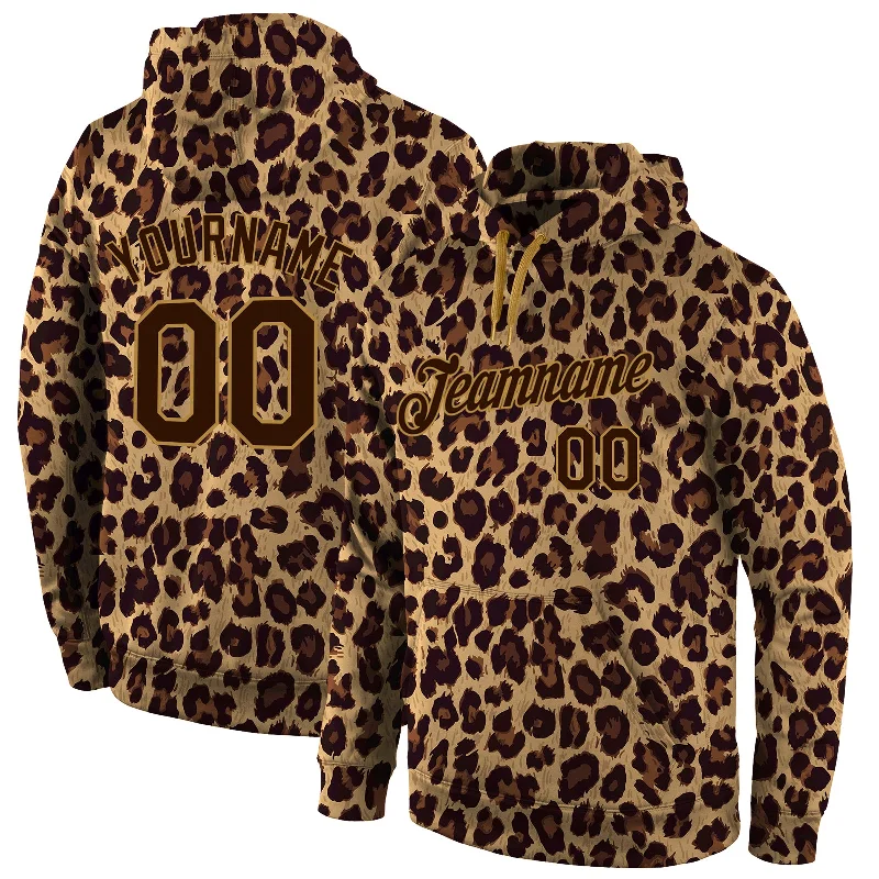 Fresh Wear Custom Stitched Brown Brown-Old Gold 3D Pattern Design Leopard Sports Pullover Sweatshirt Hoodie Fresh Wear Custom Stitched Brown Brown-Old Gold 3D Pattern Design Leopard Sports Pullover Sweatshirt Hoodie