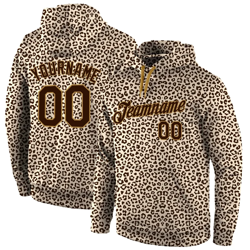 Elegant Series Custom Stitched Brown Brown-Old Gold 3D Pattern Design Leopard Sports Pullover Sweatshirt Hoodie Elegant Series Custom Stitched Brown Brown-Old Gold 3D Pattern Design Leopard Sports Pullover Sweatshirt Hoodie