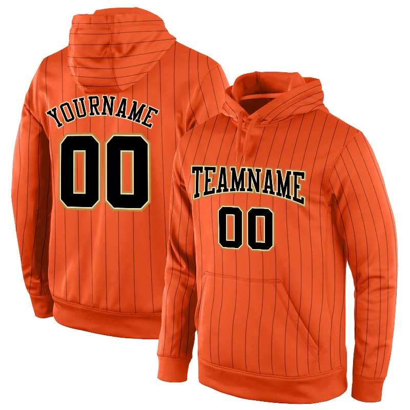 Floral Prints Custom Stitched Orange Black Pinstripe Black-Old Gold Sports Pullover Sweatshirt Hoodie Floral Prints Custom Stitched Orange Black Pinstripe Black-Old Gold Sports Pullover Sweatshirt Hoodie